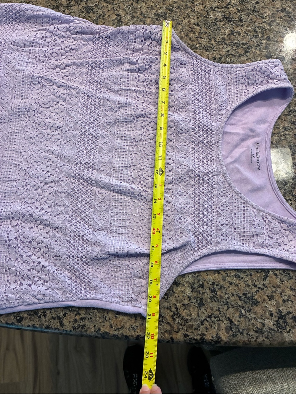 croft & barrow Light Purple Crochet Overlay Tank - Picture 8 of 9